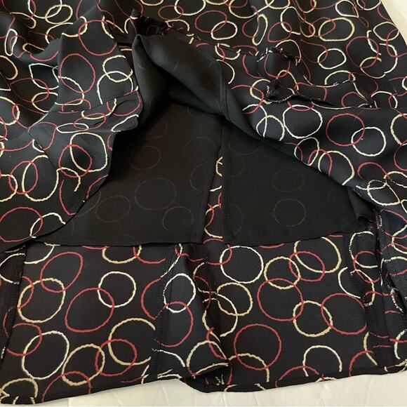 Talbots Sheer Black Circle Print Silk Office Date Feminine Ruffle Skirt Size 12 - Picture 7 of 12